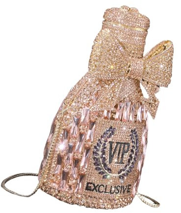 TWEW Women Champagne Bottle Evening Bag Sweet Bows Purse Unique Handbag Cocktail Party Shoulder Bags