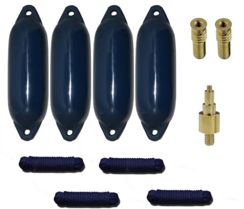 12skipper Bootsfender 4er-Set mit 4 Majoni Star 15 Fender inkl. 4 Fenderleinen, 2 Ersatzventilen, 1 Ventiladapter