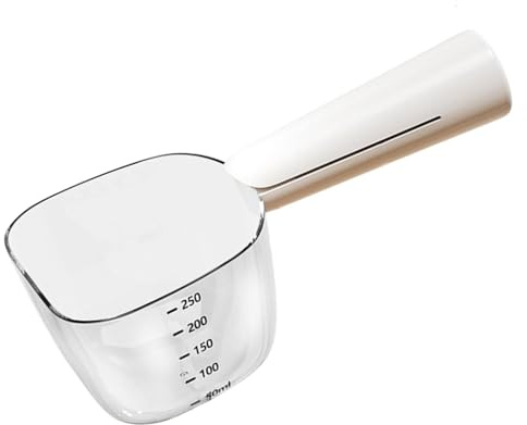 HGZLQKD Pet Food Scoop, Cat Measuring Cup, Pet Food Feeding Multi Use Dog Food Measuring Spoon with Scale for Indoor, Travel Outdoor, White