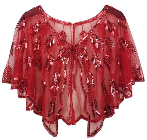Flapper Umhang Schal mit Pailletten 20er Jahre Kostüm Damen Schal Abendumhang Schultertuch Stola Tuch für Karneval 1920er Jahre Retro Schal Umschlagtücher für Abendkleid