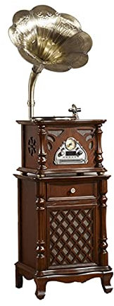 Retro Vintage Gramophone,Wooden Phonograph Gramophone Turntable Vinyl Record Player Speakers 3-Speed 33/45/78,Support Vinyl Record/CD/VCD/DVD/USB/Bluetooth/Radio recorder