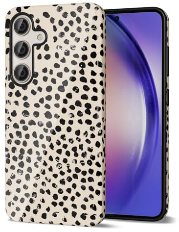 Svanove Cheetah Print Phone Case for Samsung Galaxy A54 5G Case Girly, Cute Leopard Case for Women, Luxury Trendy Retro Animal Print Design, Aesthetic Pattern Hard Shell Plastic Cover, Beige Dots