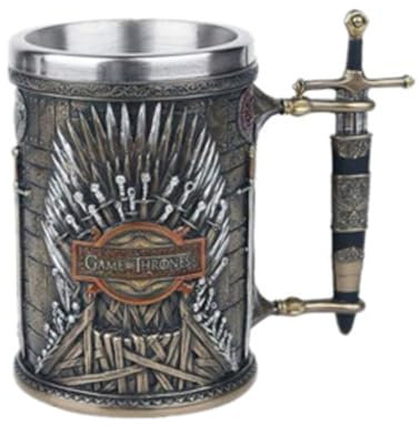 Game of Throne Norsemen Rustic Mug Gothique Pirate Mug Rétro Vintage Bar FestivalCup,3D Tasse en acier inoxydable Tasse à boire pour boisson, café, bière (F)