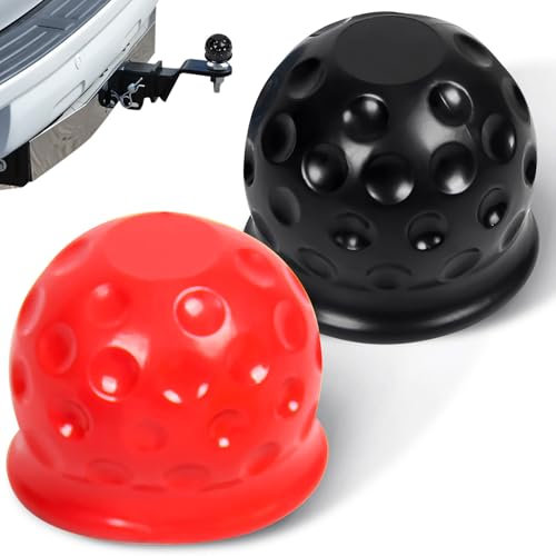 2 Stück Anhängerkupplung Abdeckung Abdeckkappe Anhängerkupplung für Ø50 mm Kugelkopfkupplungen Tragenreicher Kappe Anhängerkupplung Schutzkappe Anhängerkupplung für Wohnmobil Anhänger (Rot+Schwarz)