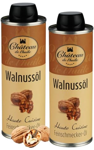 Château de l’huile – Walnussöl kaltgepresst nativ, 250ml (2er Pack) – Premium Wallnussöl – Geröstet, reich an Omega-3 – Für Küche, Haut & Gesicht – In UV-geschützter Dose
