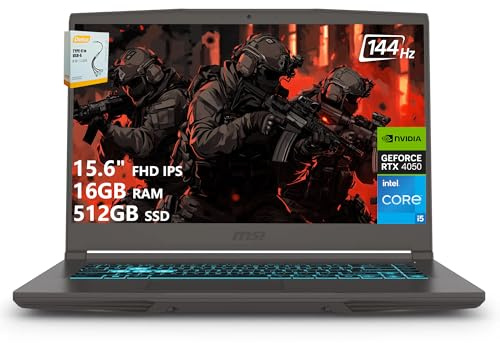 msi Thin 15 Gaming Laptop | 15,6 po FHD IPS 144Hz | Intel 8-Core i5-13420H (> i7-12650H) | 16 Go de RAM 512 Go SSD | GeForce RTX 4050 6 Go | Clavier rétroéclairé Type-C Wi-Fi 6E Win11 avec accessoire