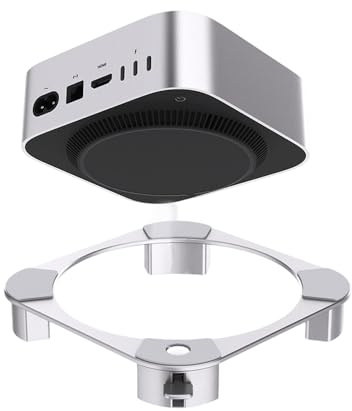 Supporto per Mac mini M4, Supporto in Alluminio per Mac mini M4 e M4 Pro, Mac Mini M4 Supporto Raffreddamento Migliorato, Accesso al Pulsante di Accensione, Antiscivolo (Argento)
