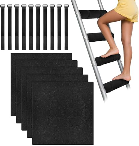Trittschutz für Leiter und Etagenbett – 5 Stück, rutschfest, Schutz für Treppe und Hochbett mit 10 verstellbaren Gurten, für College, Schlafzimmer