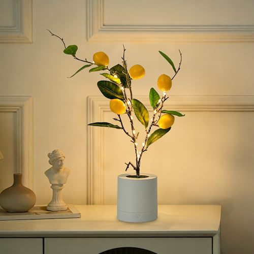 WSYEAR Small Fake Lemon Tree for Lemon Decor,Real Touch Faux Plant for Home Office Desk Decor Farmhouse Kitchen Living Room