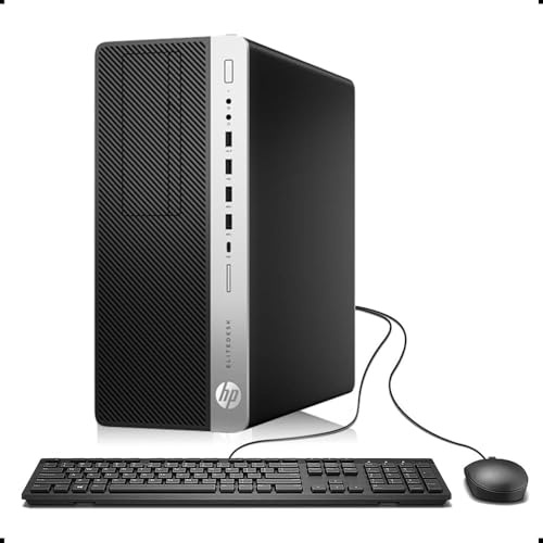 HP EliteDesk 800 G4 Tower Computer Desktop PC, Intel Core i7-8700, 16GB DDR4 RAM, 256GB SSD, DisplayPort, RJ-45, Qwerty Keyboard, Windows 11 Pro (Renewed)