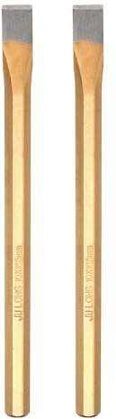 QUARKZMAN 2 Pièces Burin Froid 10mm x 165mm Burin Plat Lourd Gris Or | Acier Alliage Haute Dureté Traité Thermiquement, Tige Octogonale, Pour Couper Rivets Acier Fer Bronze Cuivre Boulons