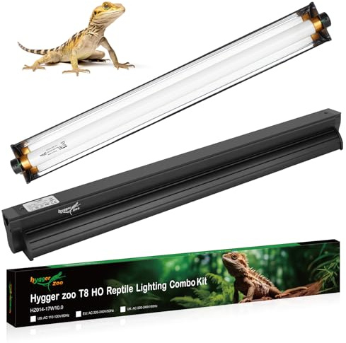 T8 10.0 UVB Lampe Terrarium 24 17W UVB Reptile Leuchte Leuchtstoffröhre | Reptilien Lampe T8 UVB Leuchte Combo Kit 30% UVA+10% UVB T8 UVB Kit für Schildkröte Bartagame Schlangen Eidechsen