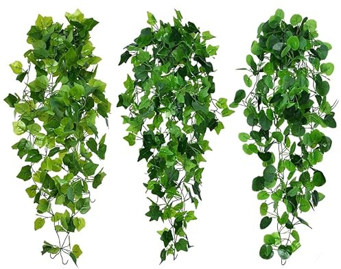 Vingspina 3 Piezas Plantas Artificiales Colgantes Enredadera | Plants de Potos Artificial 100cm, Plantas Colgantes Artificiales de Hiedra Falsa, para Jardín Balcón Pared Hogar
