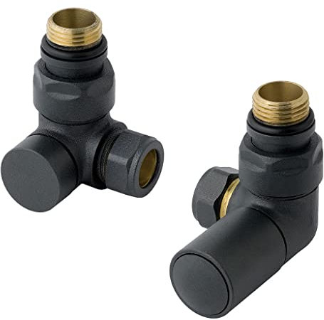 Eastbrook Corner radiator valves (pair) Textured Anthracite