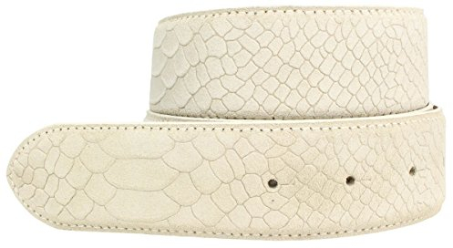 Brazil Lederwaren Wechselgürtel mit Pythonprägung ohne Schnalle 4 cm | Druckknopf-Gürtel für Damen Herren 40mm Schlangen-Optik | Mist 95cm