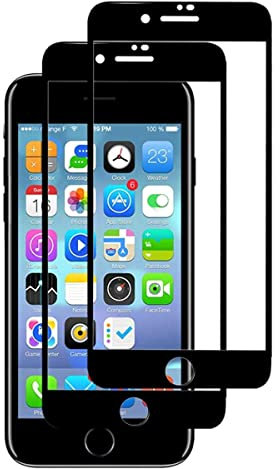 UEEBAI Schutzfolie für iPhone 6 6S, [2 Stück] [Vollständige Abdeckung] Premium 9H Härte Hartglas Schutzglas Ultra Dünn Kantenschutz [Unterstützt Handyhülle] Blasenfrei Anti-Kratzen - Schwarz