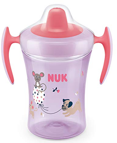 NUK Trainer Cup biberon, bocchetta morbida, ermetico, 6+ mesi, senza BPA, 230 ml, modelli assortiti, 1 pezzo
