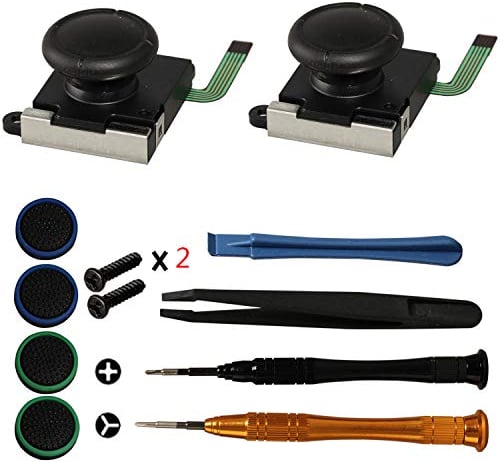 3D Analog Joystick kompatibel mit Switch Joycon, Timorn Joystick Ersatzteile Thumb Stick Reparatursatz für Joycon Controller mit Schraubendreher Pinzette Pry Tools und Thumbstick Kappen