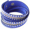 YAZILIND Leder Wickelarmbänder Strass und Muti-Color Perlen Stulpearmband, Charm Multilayer Armband Damen Schmuck Blau