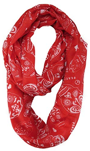 TigerTie Loop Schal in rot grau gemustert Gr. 180 cm x 110 cm