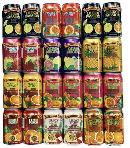 Hawaiian Sun Premium Tropical Juice Drink Party Bundle of 10 Assorted Flavors (24 Cans Total)