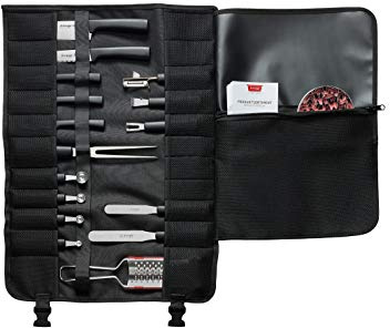 triangle Messertasche - Kochschultasche aus Nylon, 22 Fächer | Profi-Rolltasche für Messer & Küchenhelfer – offen 65 x 48 cm, geschlossen 48 x 18 x 6 cm