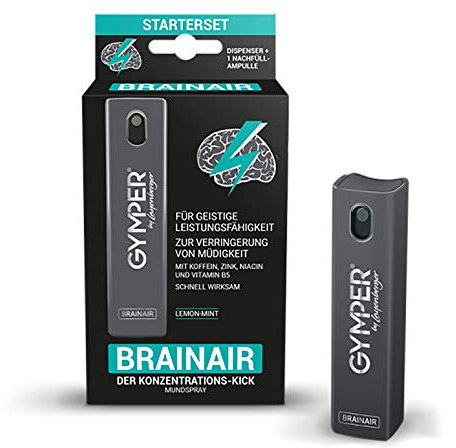 GYMPER by Layenberger Brainair Starter Mundspray Lemon-Mint, Energie-Kick Ampullen im Dispenser (2 x 10ml)