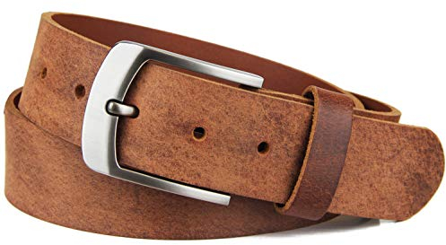 Frentree Ledergürtel aus echtem Büffelleder, MADE IN GERMANY, Gürtel für Damen und Herren, 3,8 cm breit, Braun