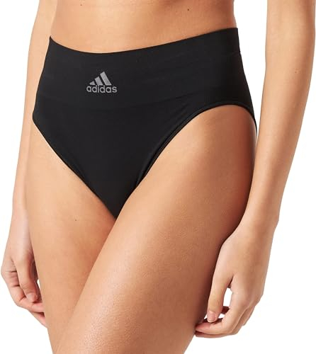 Adidas Unterhosen Damen - High Leg Slip Unterhose hoher Beinausschnitt (Gr. XS - XXL) - bequeme Unterwäsche, Schwarz, M