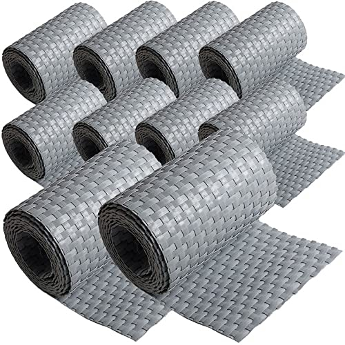 10 x Poly-Rattan Sichtschutzstreifen für Doppelstabzaun Doppelstab Matten Flechtzaun 19|255 cm Grau