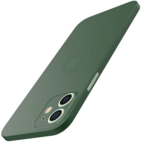 JETech Ultra Slim Case for iPhone 12, 6.1-Inch, Camera Lens Cover Full Protection, Lightweight, Matte Finish PP Hard Minimalist Case, Support Wireless Charging (Midnight Green)