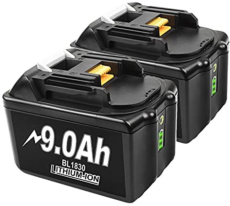2X 18V 9,0Ah Remplacement pour Makita Batterie 18V BL1850B BL1850 BL1860B BL1860 BL1840 BL1845 BL1835 BL1830 BL1815 LXT-400 avec indicateur