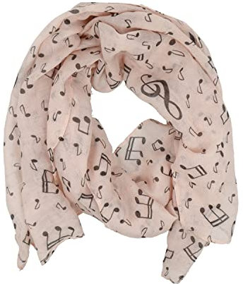 mugesh Schal Notenmotive (hellrosa) - schönes Geschenk für Musiker