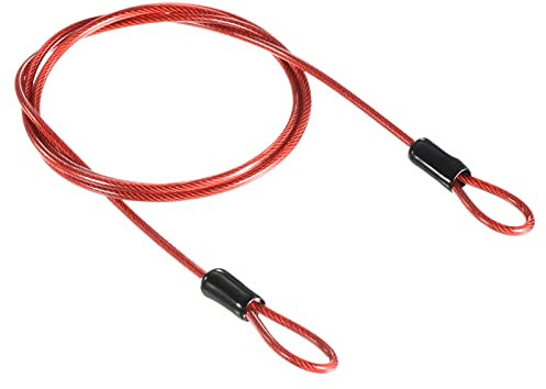 PATIKIL Security Steel Cable 2.5mm x 1m/3.28ft Coated Luggage Lock Wire Rope with Double Loop Red