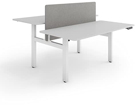 ESMART ETX-221WG 160 x 80 cm Hellgrau Ergonomischer Steh-Sitz-Doppel-Schreibtisch Stufenlos elektrisch höhenverstellbar 71,5-121,5 cm 4X Memory Kollisionsschutz Soft-Start/Stopp