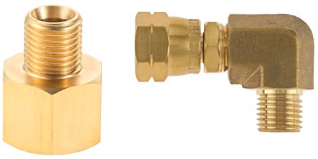 Hicello1 Set LPG Gas Adapter 1 Stück LPG Gas Adapter 1/2 R x 1/4 lks + Verbindungswinkel Gas winkelstück 90° 1/4' links Eckverbinder