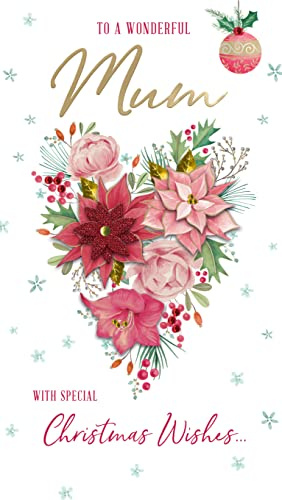 To A Wonderful Mum Embellished Christmas Card Hand-Finished Champagne Cards XCDC386