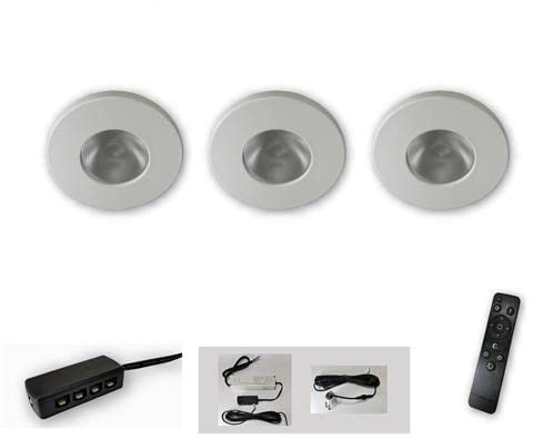 Mini LED Spot weiss starr 3er Set CCT 2700K-6500K dimmbar per Fernbedienung 12V IP65 Einbaustrahler