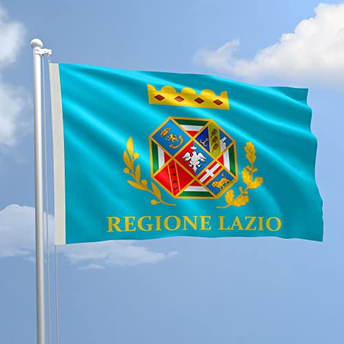Bandiera Lazio 100 x 150 cm in poliestere NAUTICO 115 gr/mq con doppia piega perimetrale, corda e guaina. Adatto sia IN/OUT DOOR (100 x 150 cm, Lazio)