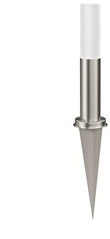 ledscom.de Pollerleuchte PORU, Glas, mit Erdspieß für außen, edelstahl, rund, 37,5cm, inkl. E27 Lampe, max. 963lm, warmweiß
