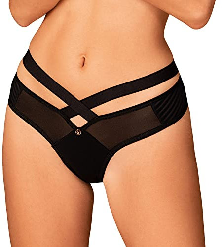 Obsessive - Damen Höschen Brasica I Bikinihöschen mit Trägern I Dessous für Frauen I Bikiniunterteil in V-Form I elastischer Bund I Schmuckanhänger I Schwarz - M-L