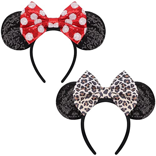 DRESHOW Mausohren Schleife Stirnbänder Glitzer Party Dekoration Cosplay Kostüm für Damen