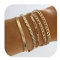 CASSIECA 5Pcs Ketten Armbander für Damen 18K Vergoldet Armkette Damen Tennis Armband Twist Figaro Kettenarmbänder Verstellbar CZ Modeschmuck Armbander Gold Armbander für Damen Mädchen
