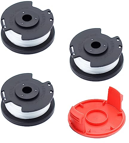 Bobina para Desbrozadora 3 Piezas Línea de Bobina de Corte de Césped para bobina de recambio para cortacésped Bosch (Longitud: 6m, Ø1,65mm con tapa de bobina) ART 24, 27, 30 y ART 30-36 LI