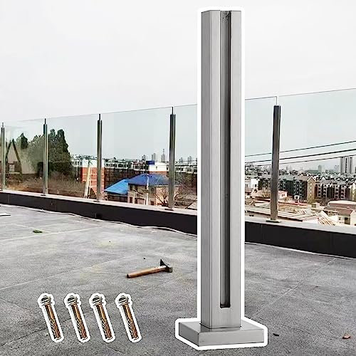 Poste Barandilla Vidrio Sistema de Barandillas de Cristal para Terrazas Paneles de Cristal para Exteriores, Barandilla de Cristal para Balcones de Alta Resistencia, Sistema de Barandilla Metálica Cuad