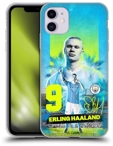 Head Case Designs Offizielle Manchester City Man City FC Erling Haaland 2023/24 Erstes Team Gel Handyhülle Hülle [Militärischer Schutzgrad] Kompatibel mit Apple iPhone 11
