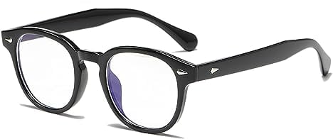 LHSDMOAT Occhiali Anti Luce Blu Uomo e Donna - Modello Rotondo Stile Depp con Filtro Protezione 100% - Ideali per Computer, Gaming e Lavoro al PC - Blocco Luce Blu