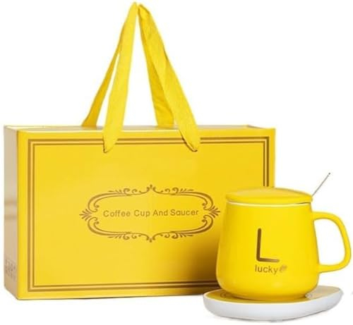 MBETA Coffret cadeau en céramique de tasse de café de température constante de 55°C,Jaune 220V