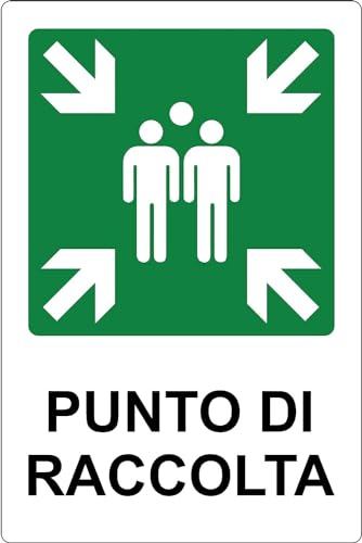 M-ITALY CARTELLO SEGNALETICO - Punto di Raccolta - Adesivo Extra Resistente, Pannello in Forex, Pannello In Alluminio (30x42 cm, Plastica)