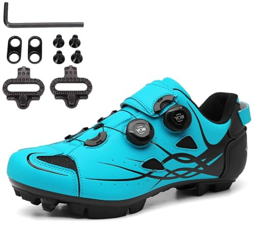PENXZT Zapatillas BTT para Hombre Zapatillas de MTB Transpirables y cómodas Compatibles con calas SPD de 2 Tornillos Incluidas, Calzado para Ciclismo al Aire Libre,C,43 EU
